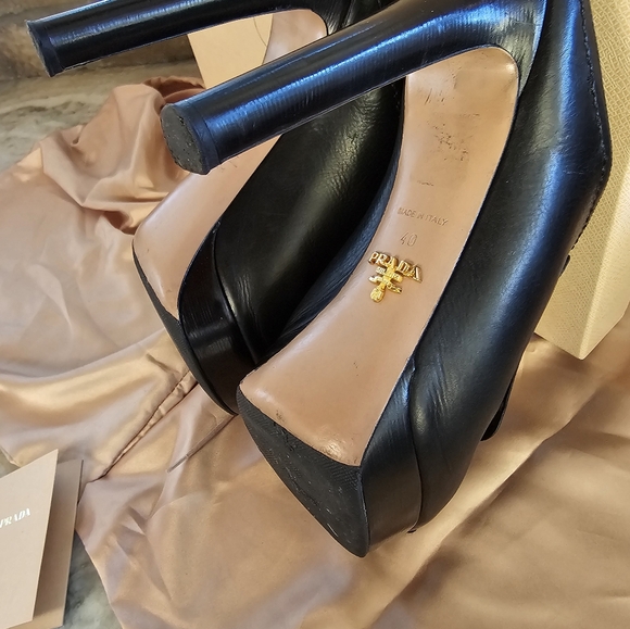 PRADA Black Peep Toe Platform Mules  Tassel Size 40 GORGEOUS 😍 Calzature Donna - Picture 11 of 14